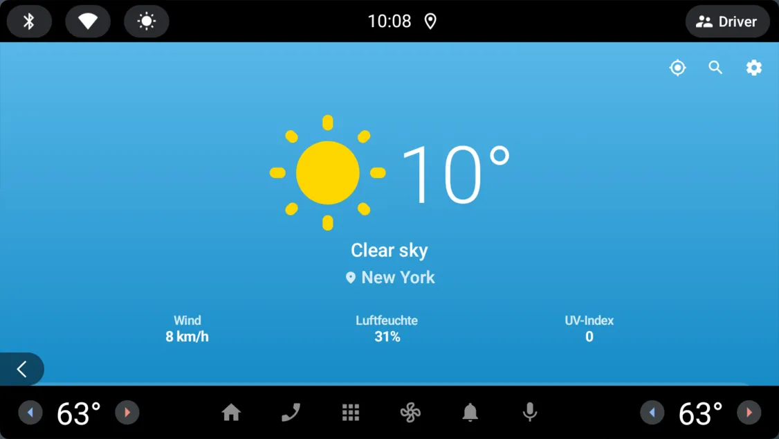 Auto Weather on an in-car display