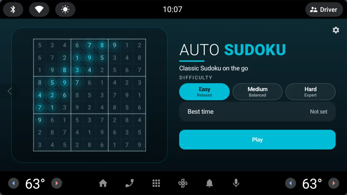 Auto Sudoku on an in-car display