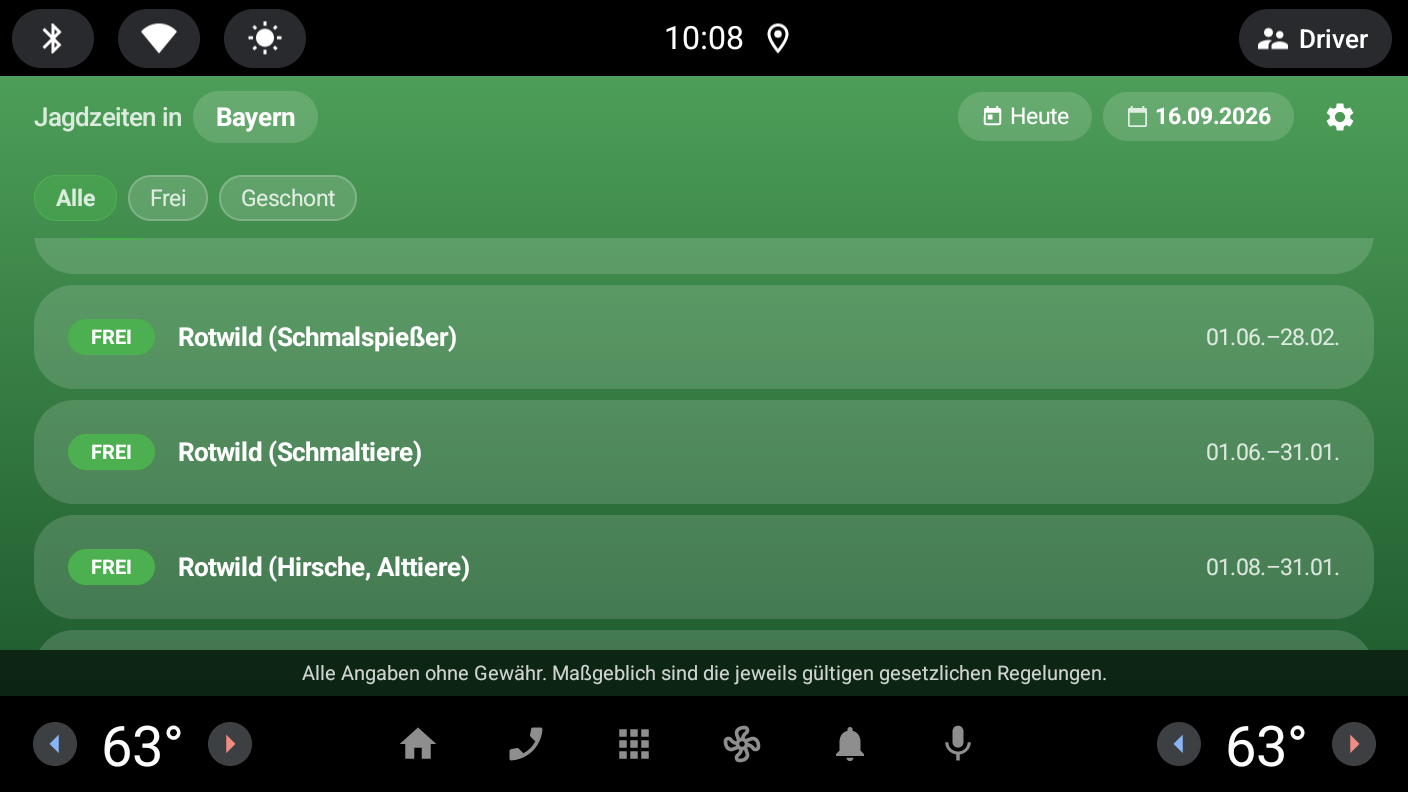 Auto Jagdzeiten - Works Without Signal