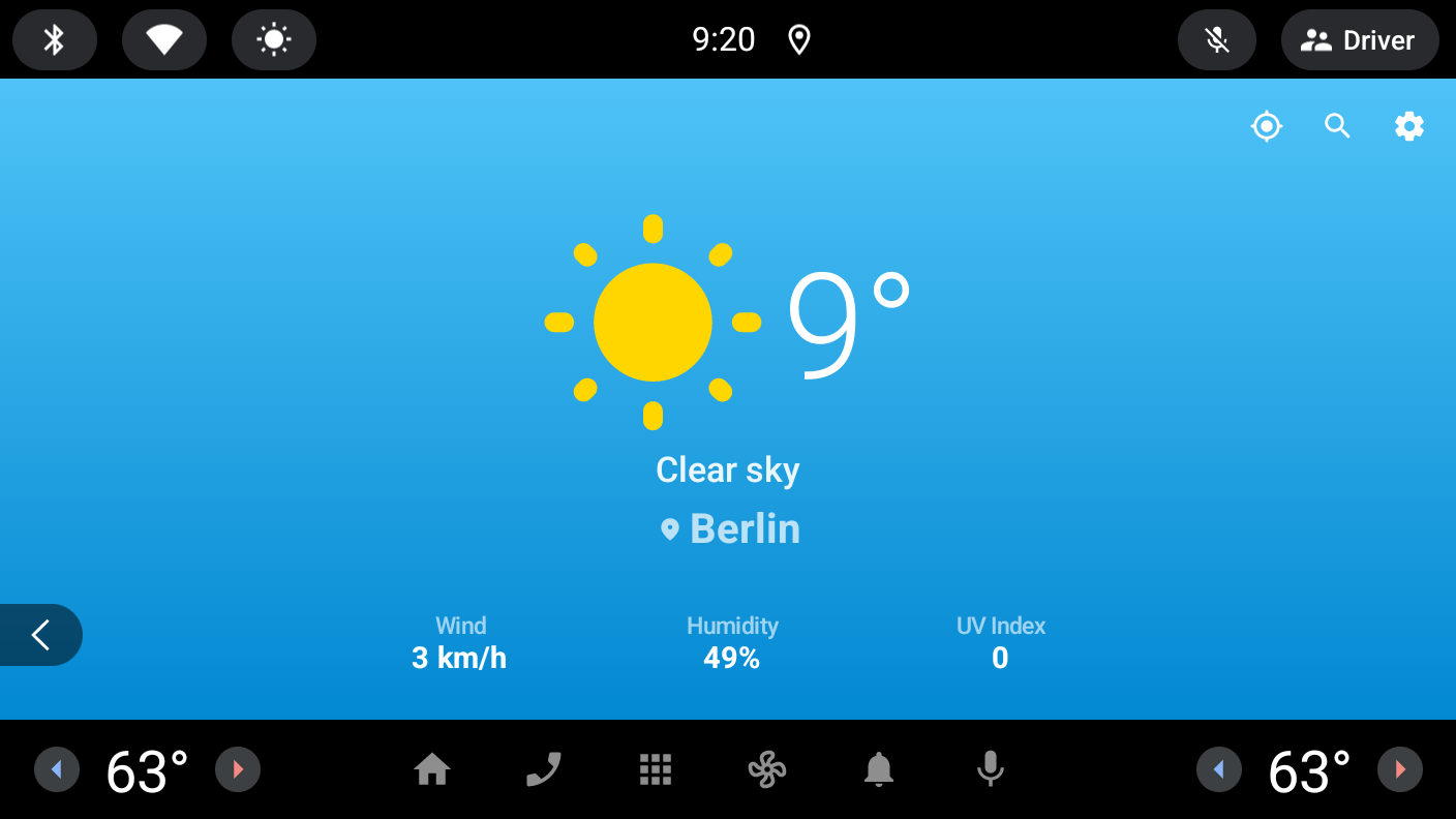 Auto Weather main screen